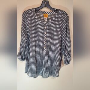 Ruby Rd. Blue and White Patterned Blouse